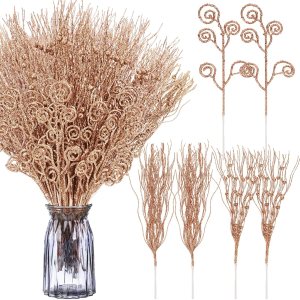 Tigeen 48 piezas de tallos de bayas rizadas con purpurina artificial de 17 pulgadas, 12 pulgadas, adornos falsos para dulces de Navidad, ramas Tigeen 48 piezas de tallos de bayas rizadas con purpurina artificial de 17 pulgadas, 12 pulgadas, adornos falsos para dulces de Navidad, ramas