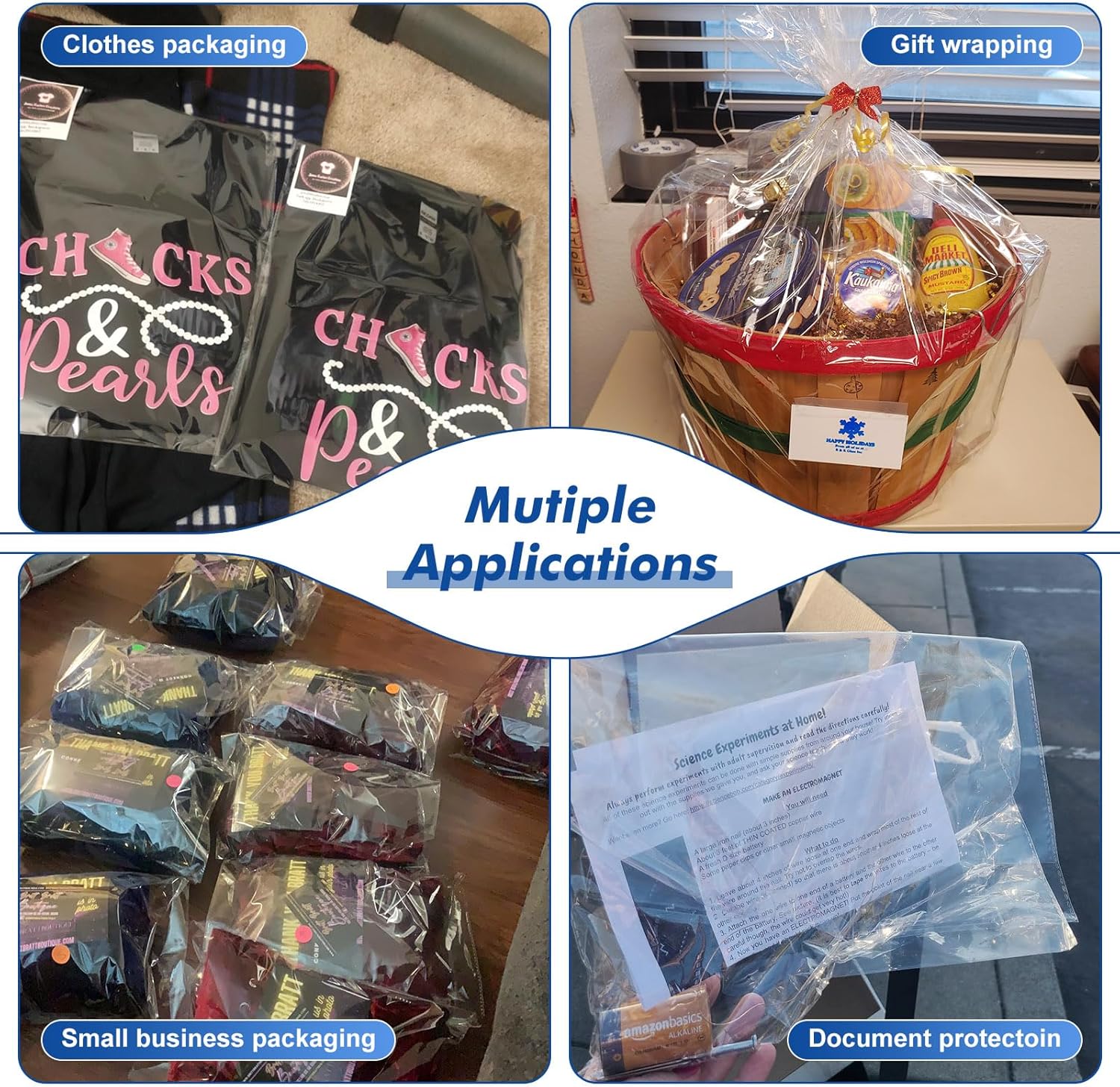 Bolsas de celofán resellables transparentes grandes de 14 x 20 pulgadas para productos de embalaje, 300 bolsas de regalo autosellantes, bolsas de