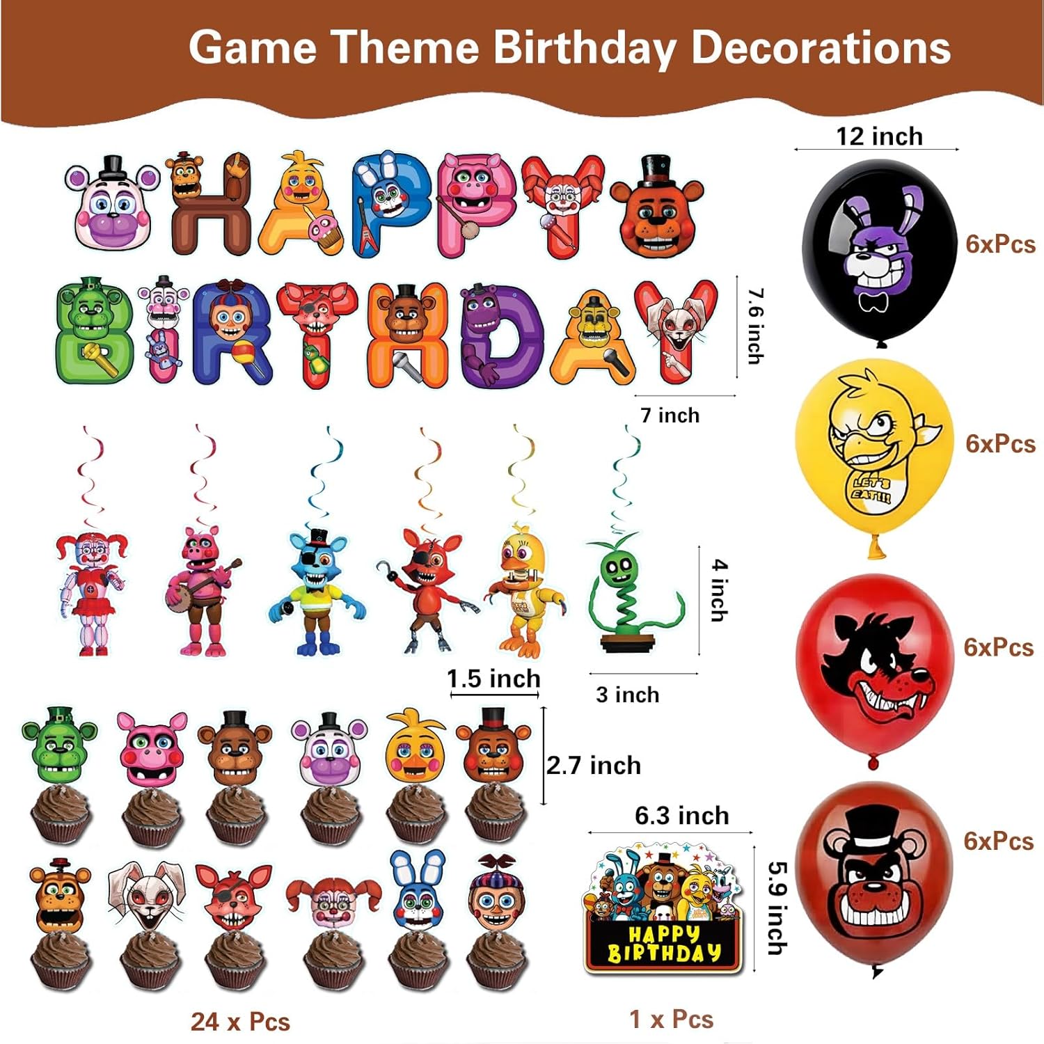 127 piezas de decoración de cumpleaños de juegos, incluye pancarta, mantel, remolinos colgantes, platos, servilletas de papel, globo, juego de