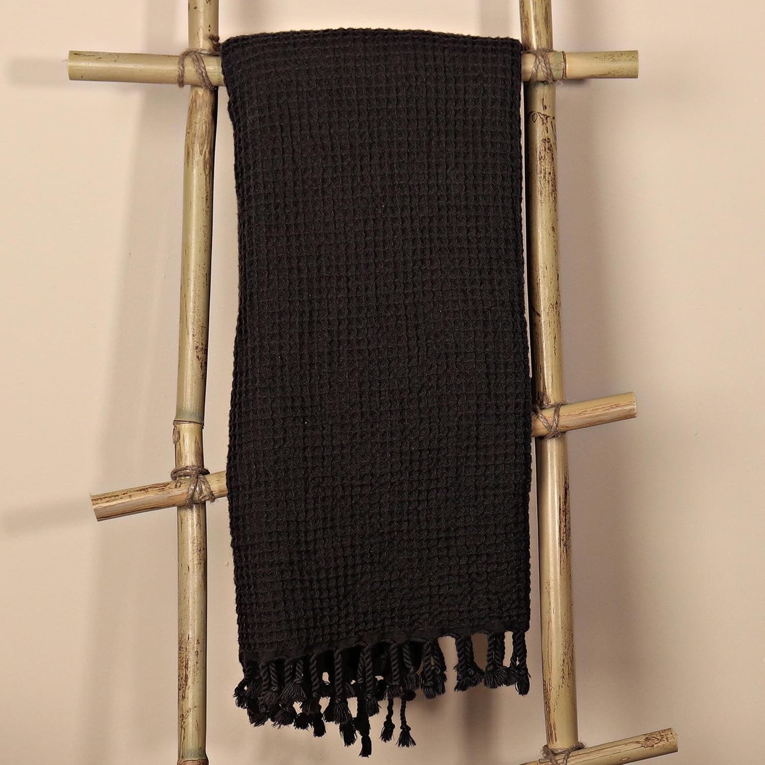 PÜSKÜL – Toallas de baño y playa finas de calidad suave, 67 x 33 pulgadas, paquete de 2 unidades (negro)