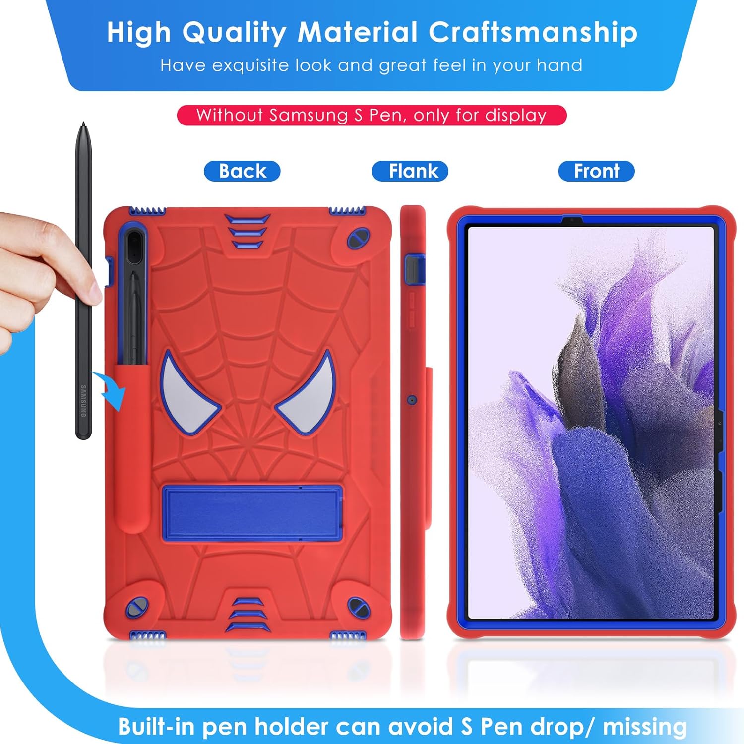 DETUOSI Funda para tablet Samsung Galaxy Tab S7 FE 5G, S8 Plus, S7 Plus de 12.4 pulgadas, funda protectora resistente para niños con soporte