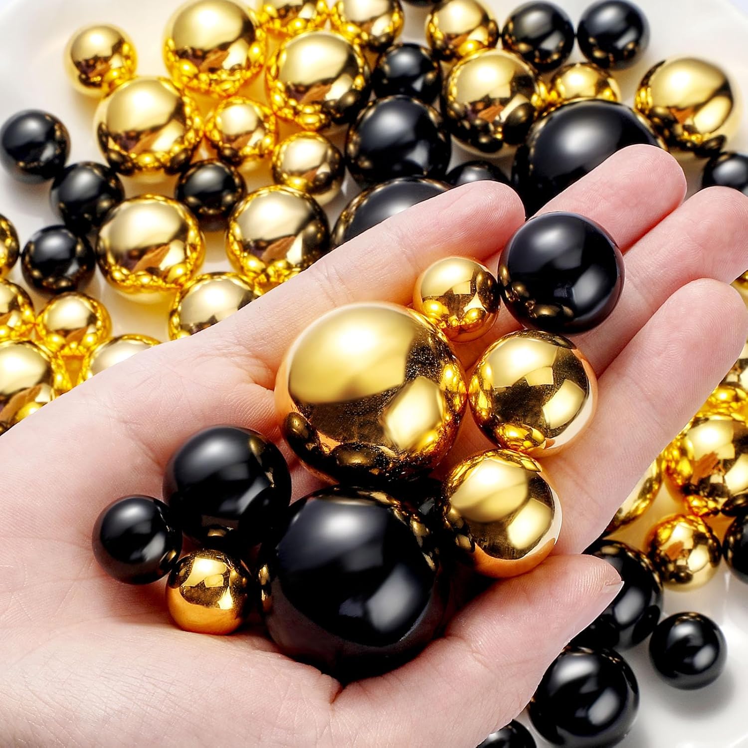 Hicarer 120 piezas de perlas para relleno de jarrón, jarrón de perlas para centros de mesa de perlas para soporte de cepillo, cuentas redondas de