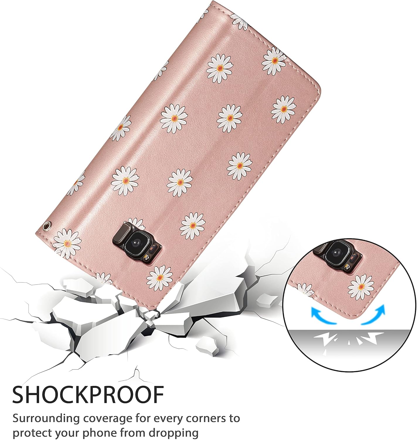 UEEBAI Funda tipo cartera para Samsung Galaxy S9 Plus, funda de piel sintética, cierre magnético, bolsillo con cremallera, ranuras para tarjetas con