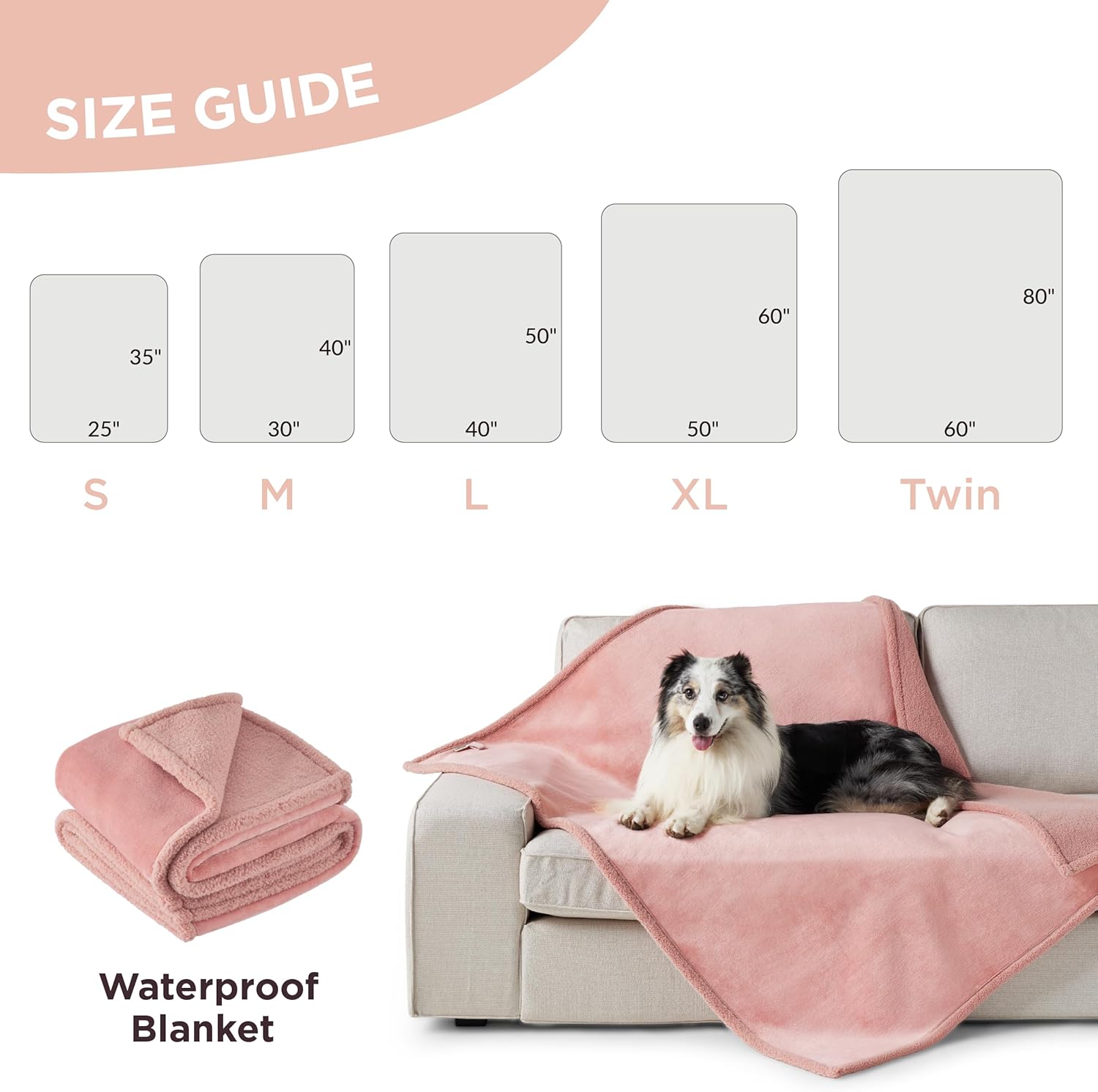 Lesure – Manta impermeable para perros Mediun, mantas lavables para mascotas reversibles para gatos con sherpa de trigo duradero de 11.64 ozm y