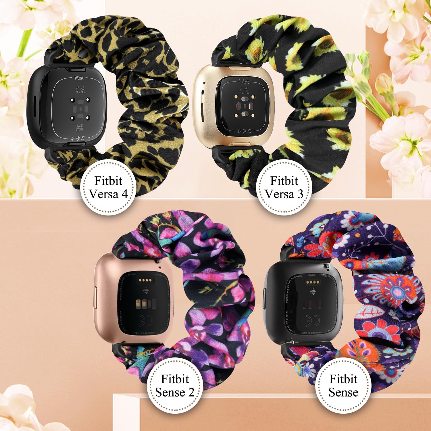 Banda elástica de nailon compatible con Fitbit Versa 3Fitbit Versa 4Fitbit SenseSense 2 bandas para mujeres y hombres, correa deportiva elástica