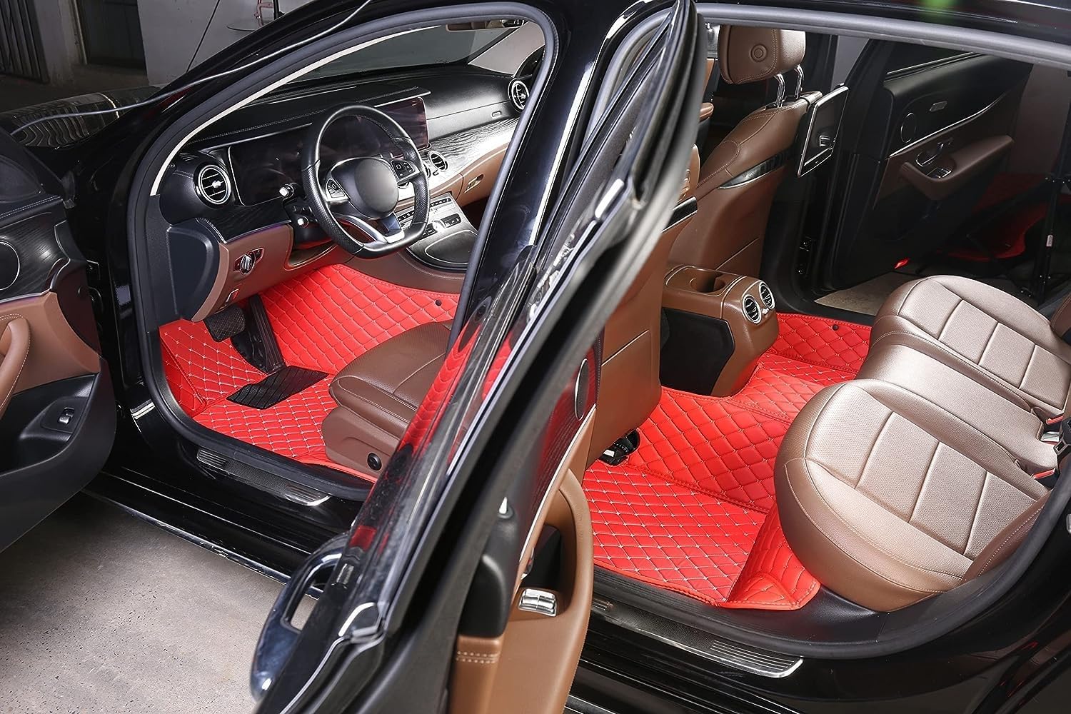 Alfombrillas personalizadas de cuero artificial para automóvil, impermeables, antideslizantes, adecuadas para automóviles, SUV, camiones. Protege el