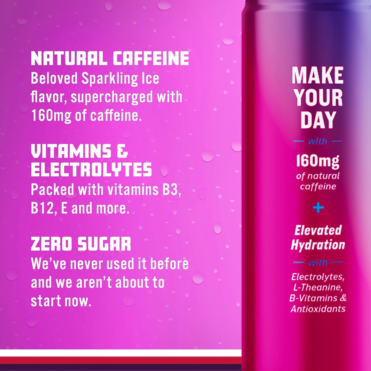 Sparkling Ice +ENERGY – Agua con gas Berry Blast. Bebidas energéticas con vitaminas y electrolitos, cero azúcar, latas de 12 onzas líquidas (paquete