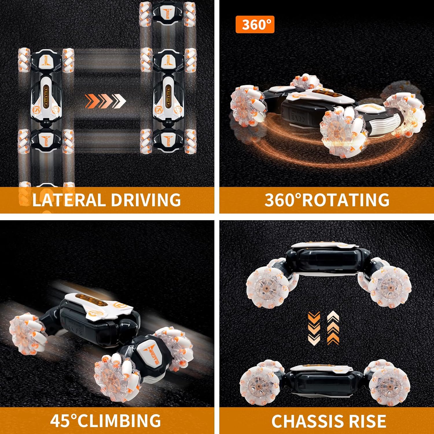 Auto de acrobacias a control remoto, 2.4 GHz 4WD con detección de gestos RC, juguetes de auto de acrobacias a control remoto, rotación giratoria de