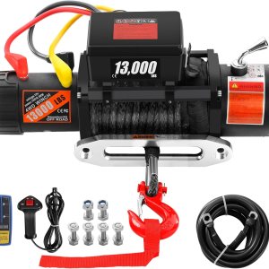 Rengue Cabrestante eléctrico, 13000 libras con cuerda sintética de 65 pies, cabrestante de potencia de 12 V con control remoto inalámbrico IP67 ATV Rengue Cabrestante eléctrico, 13000 libras con cuerda sintética de 65 pies, cabrestante de potencia de 12 V con control remoto inalámbrico IP67 ATV