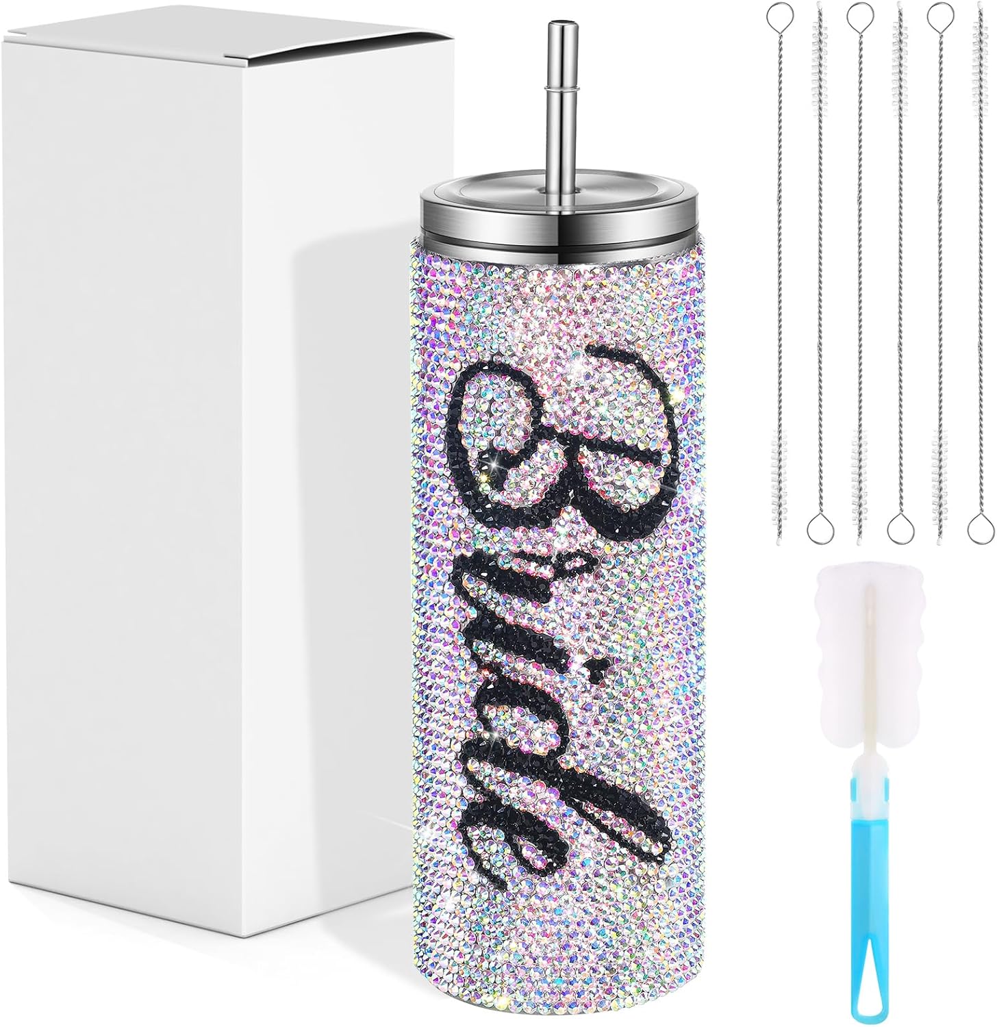 Vaso aislado con diamantes brillantes para novia, de 20 onzas, con popote y tapa, regalos de despedida de soltera, regalos de boda para novia,