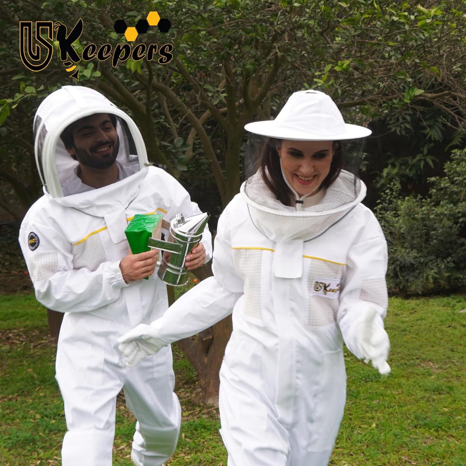Polly – Traje de abeja de algodón, ultra ventilado, para hombres y mujeres, con guantes de abeja y 2 velos de apicultura, traje de apicultor