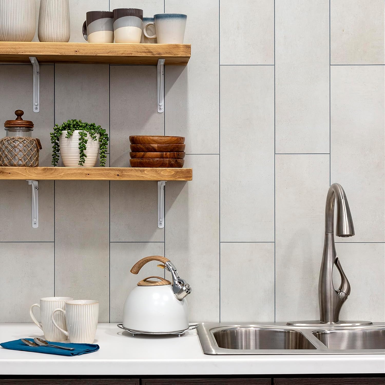 Palisade Azulejos de vinilo entrelazados impermeables para pared, cocina o baño, 22.8 x 7.31 pulgadas, mezcla invernal (paquete de 10)