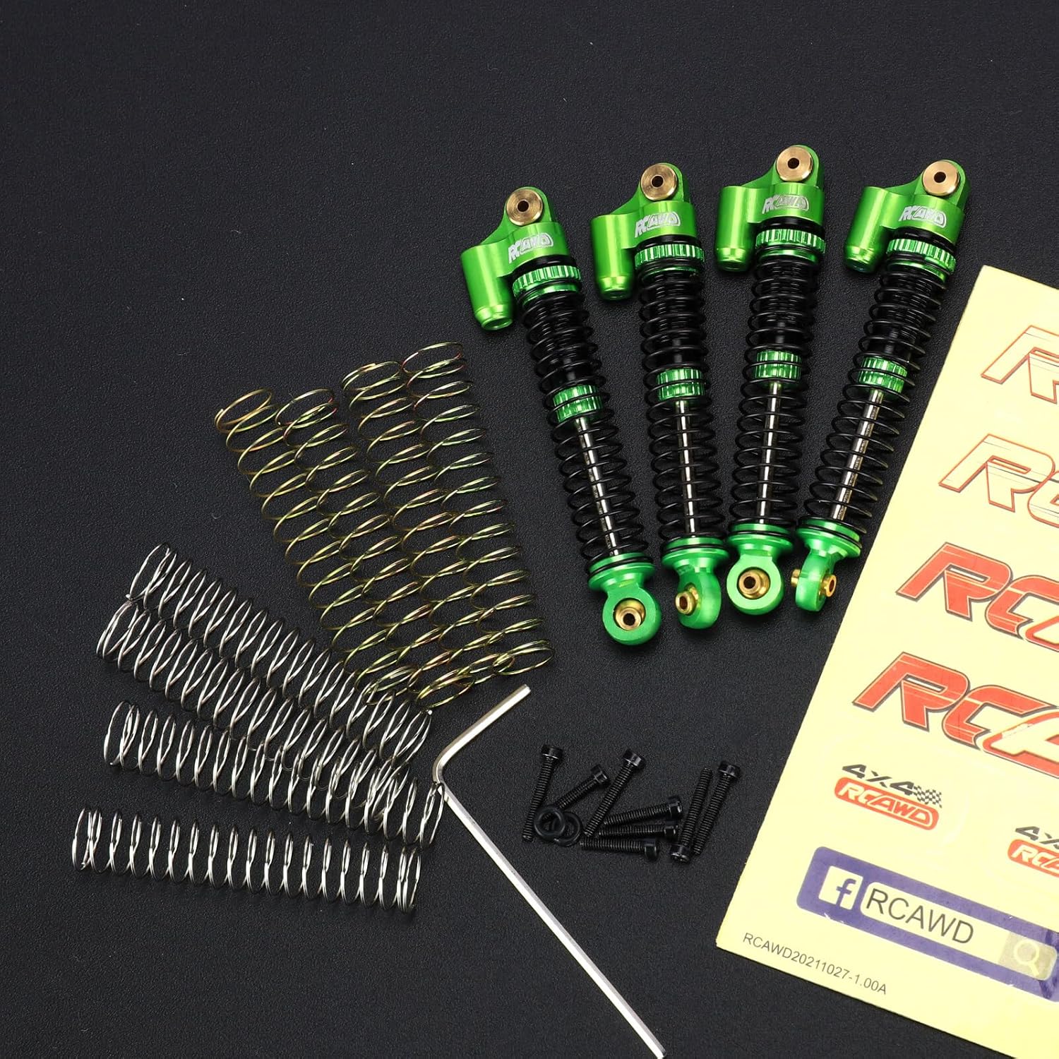 RCAWD Amortiguadores RC para Axial AX24 XC-1 4WS con mejoras de resortes adicionales, piezas de amortiguador de amortiguadores RC delanteros y