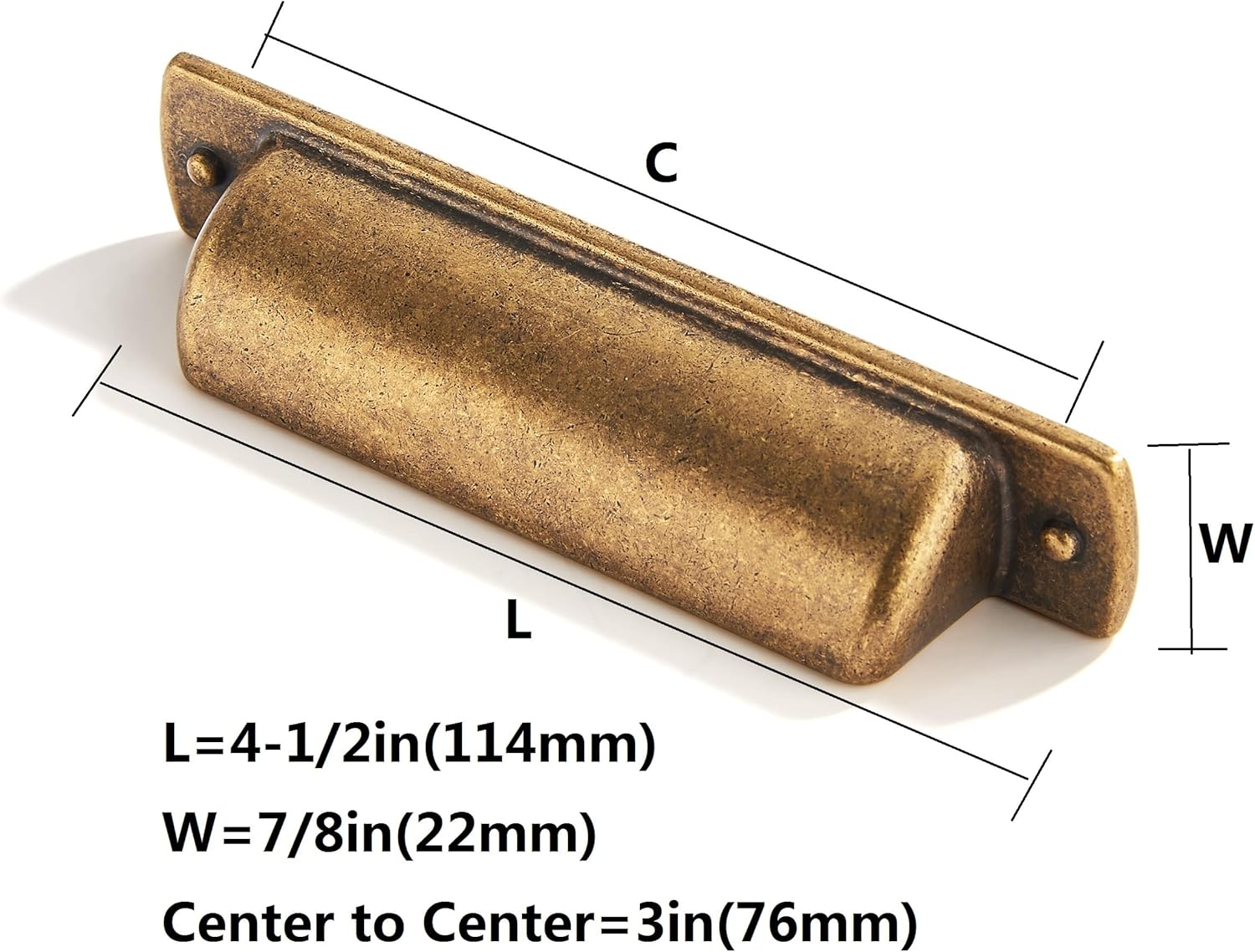 khtumeware Paquete de 10 tiradores de cajón de 3 pulgadas de latón antiguo, tiradores de taza para gabinetes, accesorios de cocina, manijas de