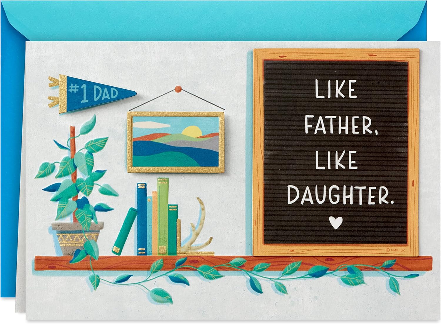 Hallmark Tarjeta del día del padre para papá de hija con imán extraíble (como padre, como hija)