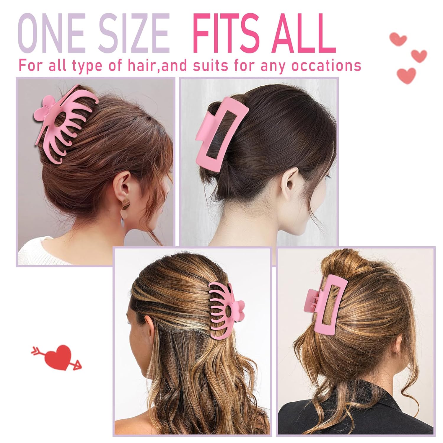 LuSeren Pinzas para el cabello para mujer, pinzas de pelo grandes de 4.3 pulgadas para mujer, cabello fino y rizado, clips de plátano mate grandes,