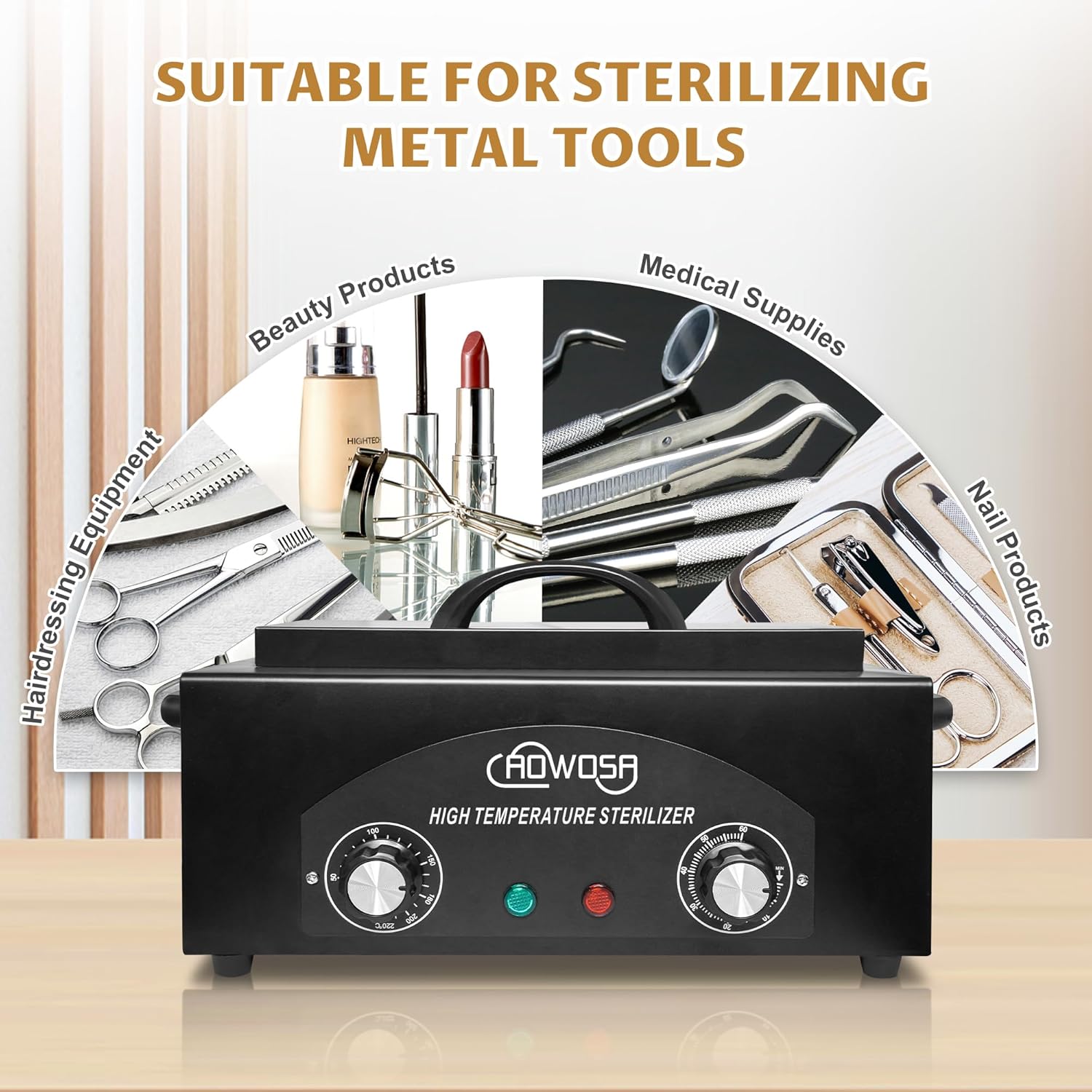 Caja de limpieza de herramientas de metal de alta temperatura, gabinete de calor seco de 2 L, limpieza de herramientas de metal para manicura,