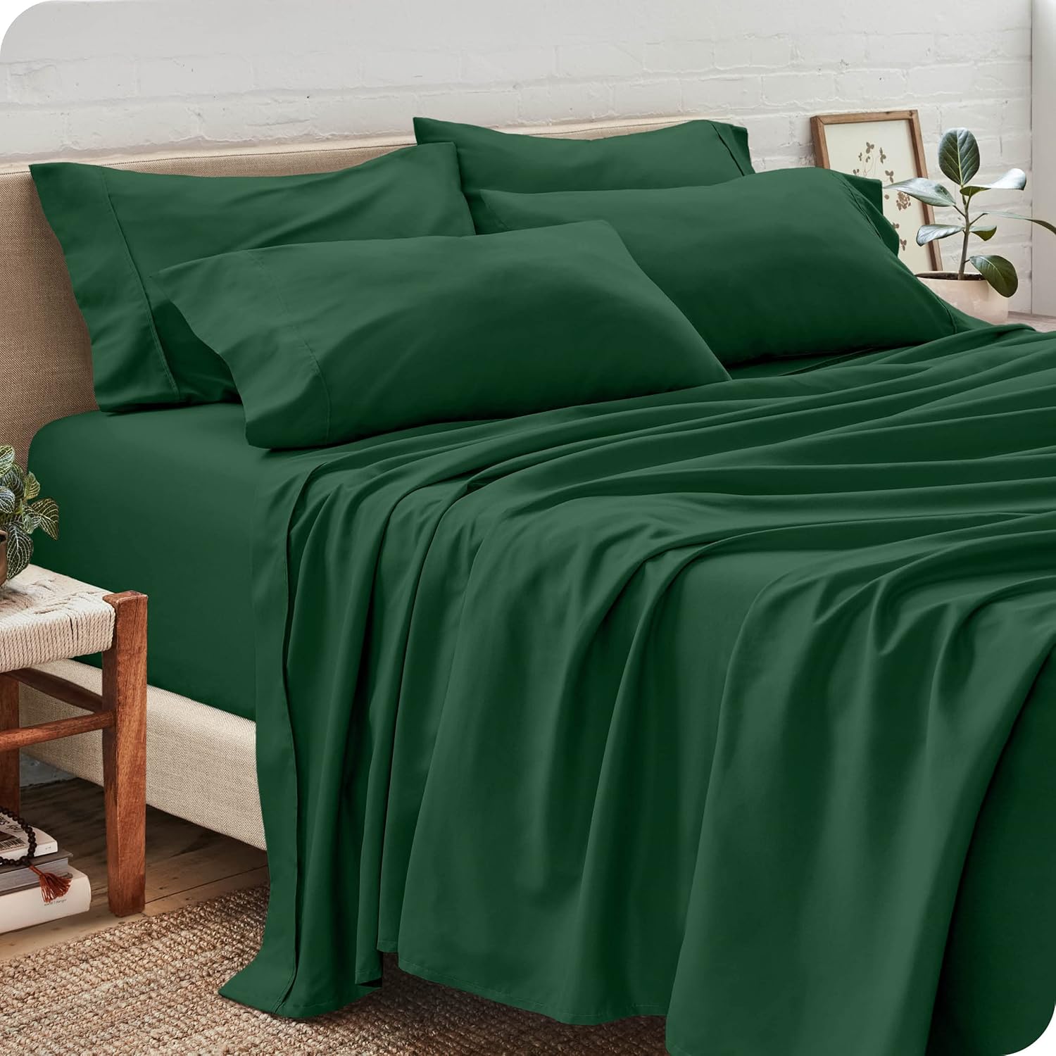 Sábanas de cama tamaño California King de 4 piezas de viscosa de 1000 hilos hechas de bambú, sábanas de 14 pulgadas de profundidad sin arrugas,