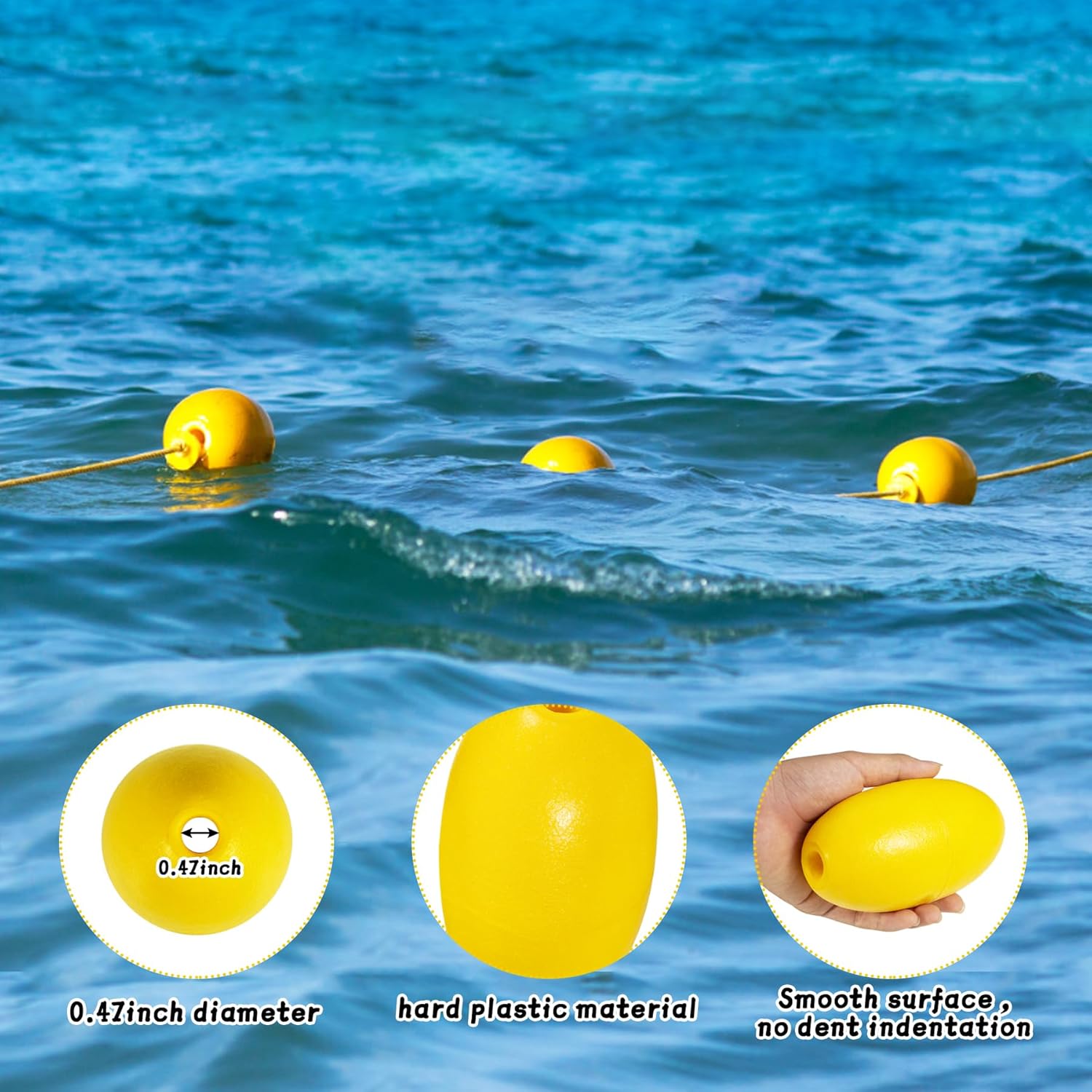 Deep Water Fishing Buoy Marine Accessories,12″ Hole, 2.95″ x 5.12″ for Trail Markers, Dock Floats, Swim Buoy, Kayak Anchor Kit, Pool Buoy, Crabbing
