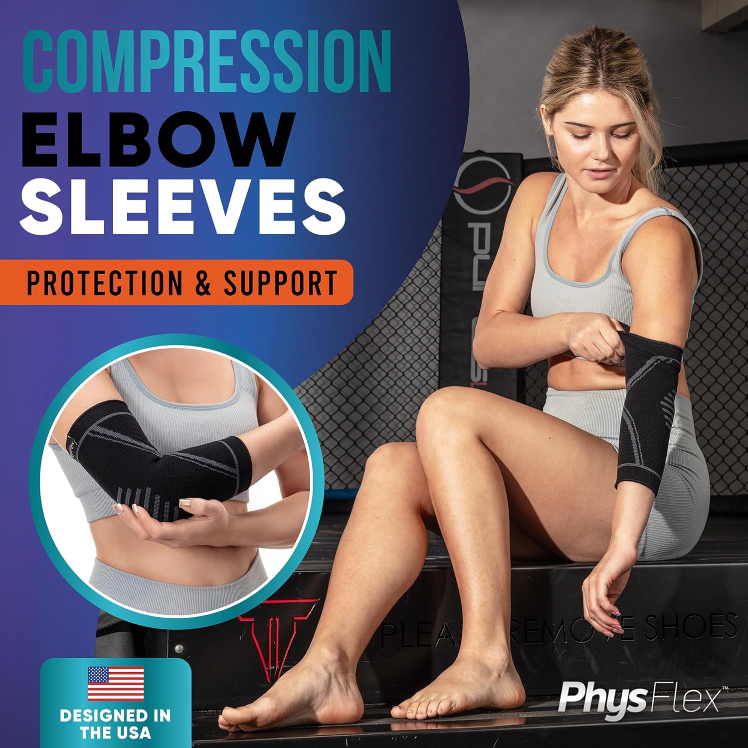 PhysFlex Coderas para aliviar el dolor de codo de tenis y golfista, manga de compresión de codo para levantamiento de pesas, entrenamiento, fitness,