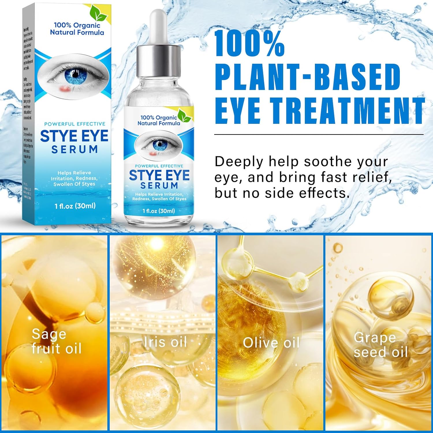VERYCOZY Tratamiento de ojos de orzuelo, alivio eficiente para los ojos de orzuelo para tratamiento de blefaritis y calazión, suero de alivio de