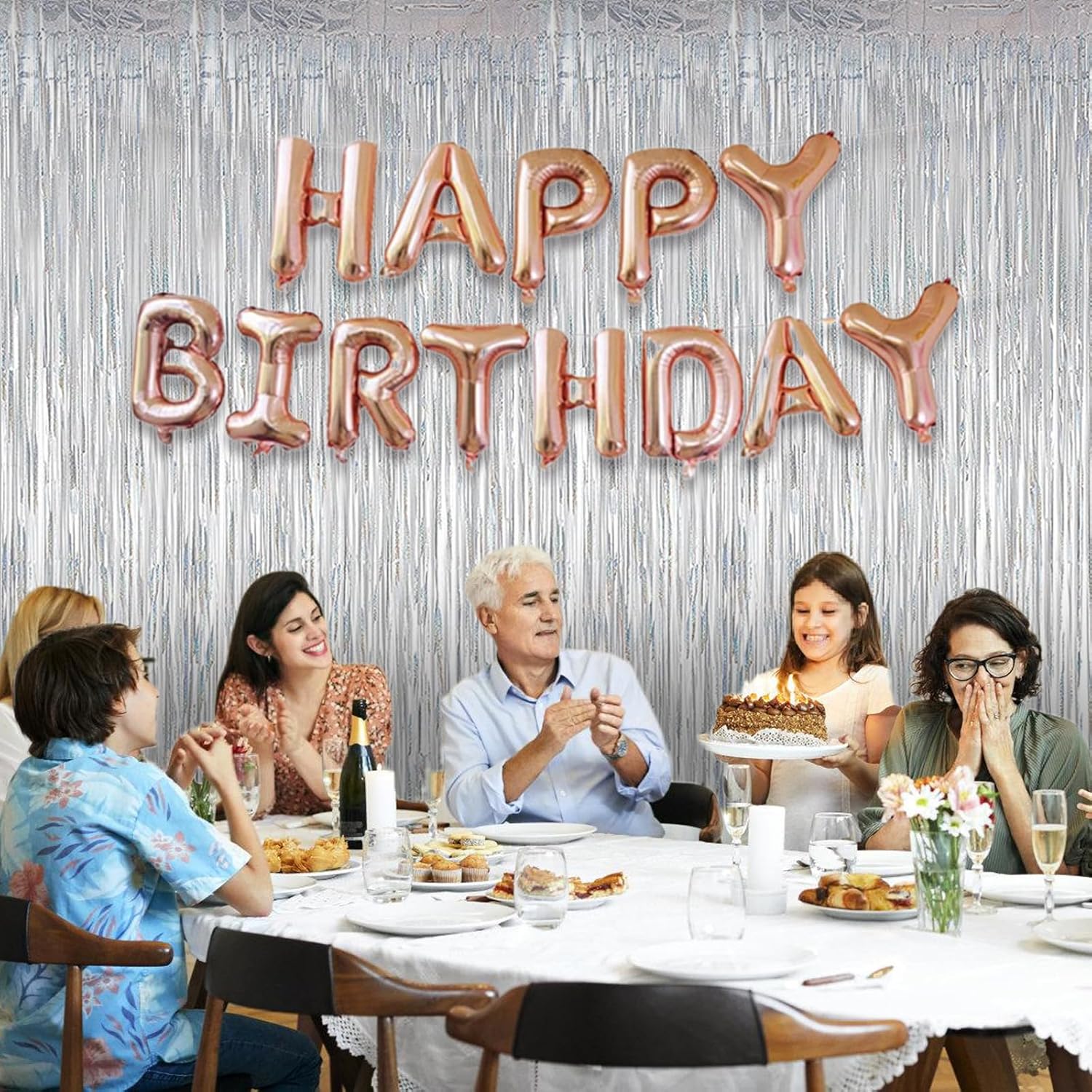 3 cortinas de papel de aluminio de 3.3 x 6.6 pies, cortinas de flecos de oropel metálico plateado, para discoteca, fiesta de cumpleaños, boda,