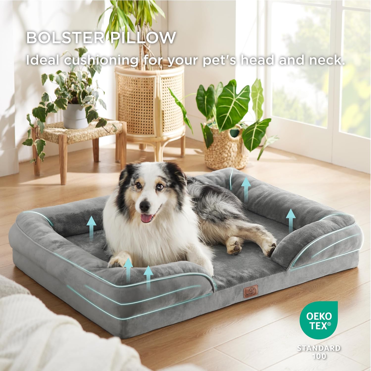 Bedsure Cama ortopédica para perros extragrandes, sofá cama lavable XL para perro, sofá cama grande de espuma de apoyo para mascotas con funda