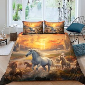 Juego de funda de edredón con diseño de caballo Queen, funda de edredón para niños y niñas, funda de edredón suave de 3 piezas con cierre de Juego de funda de edredón con diseño de caballo Queen, funda de edredón para niños y niñas, funda de edredón suave de 3 piezas con cierre de
