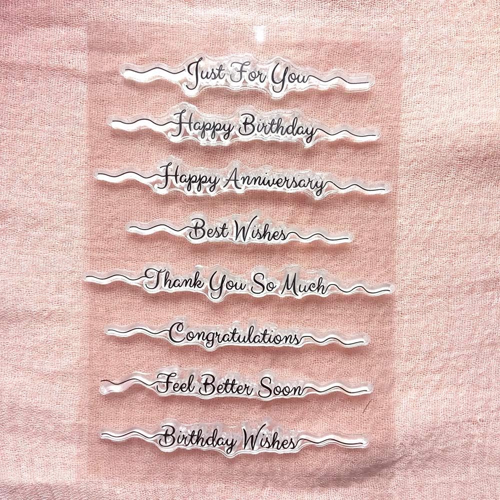 Palabras Feliz Cumpleaños Just for You Best Wishes Felicitaciones Sellos transparentes para hacer tarjetas Decoración y DIY Scrapbooking