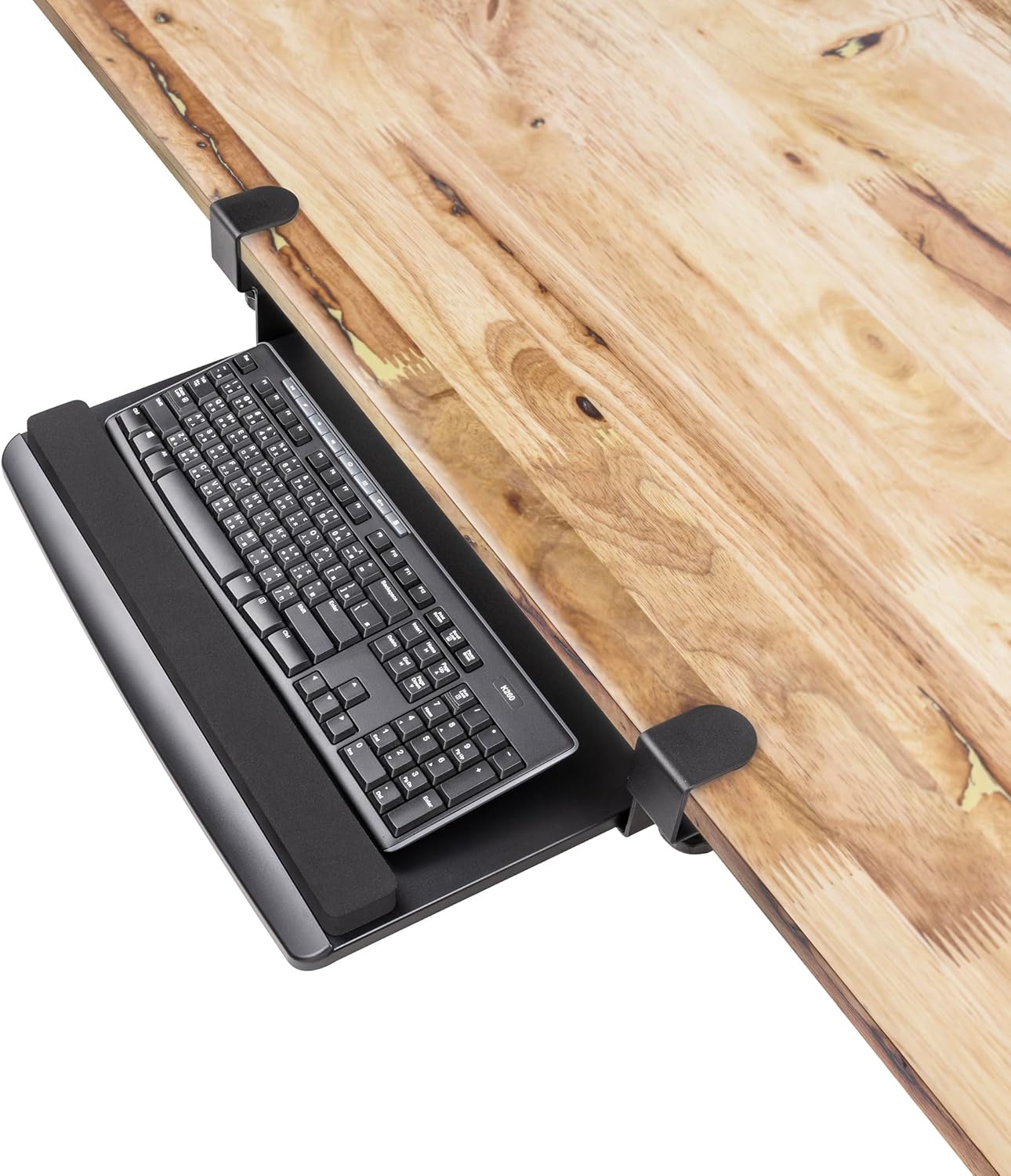 EHO Bandeja de teclado ajustable retráctil con abrazadera, bandeja ergonómica para teclado debajo del escritorio, fácil instalación sin
