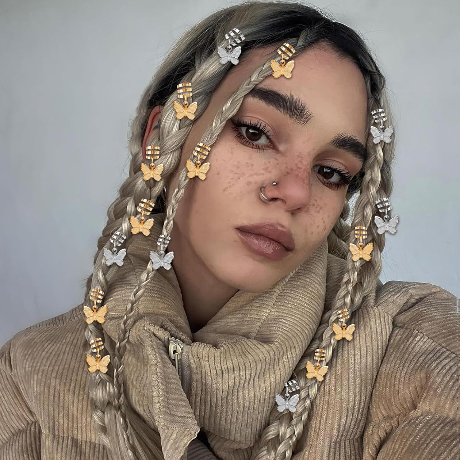 40 pinzas para el cabello con diseño de mariposa, trenzas, trenzas, colgantes, clip ajustable de metal para decoración de mariposas, clips de