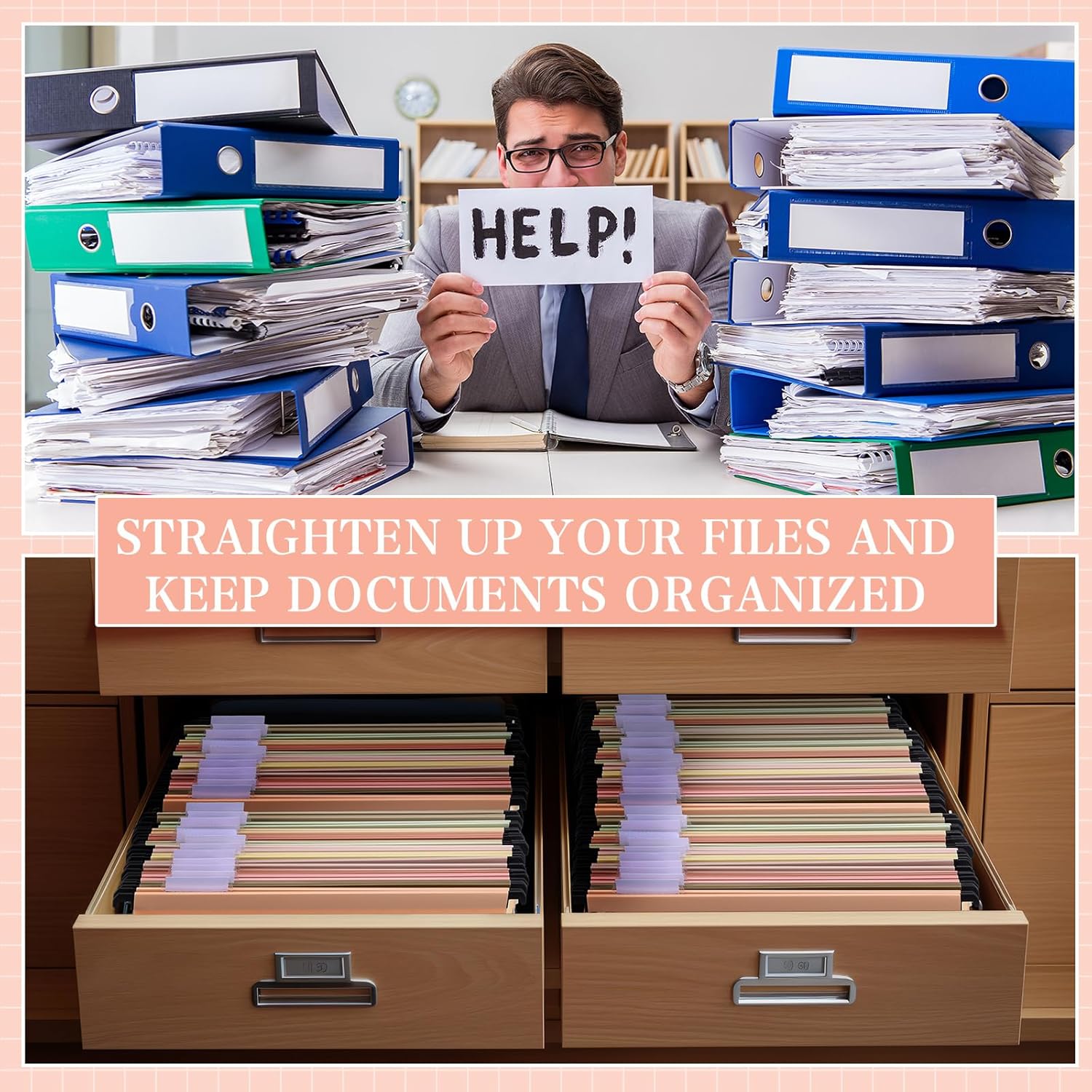 24 carpetas colgantes de plástico de polietileno, tamaño carta, carpetas colgantes impermeables para archivador, carpetas de archivos de colores con