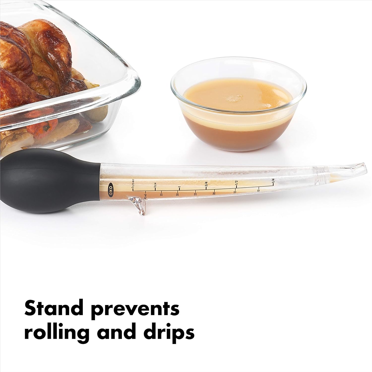 Jeringa de cocina con punta inclinada y cepillo de limpieza, de OXO, A, ClearBlack