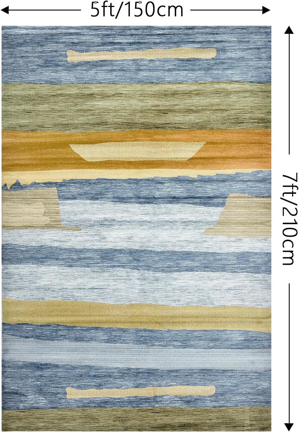 Finoren – Alfombra abstracta a rayas, 5 x 7 pies, para sala de estar, dormitorio, pasillo, comedor, respaldo antideslizante, alfombra decorativa