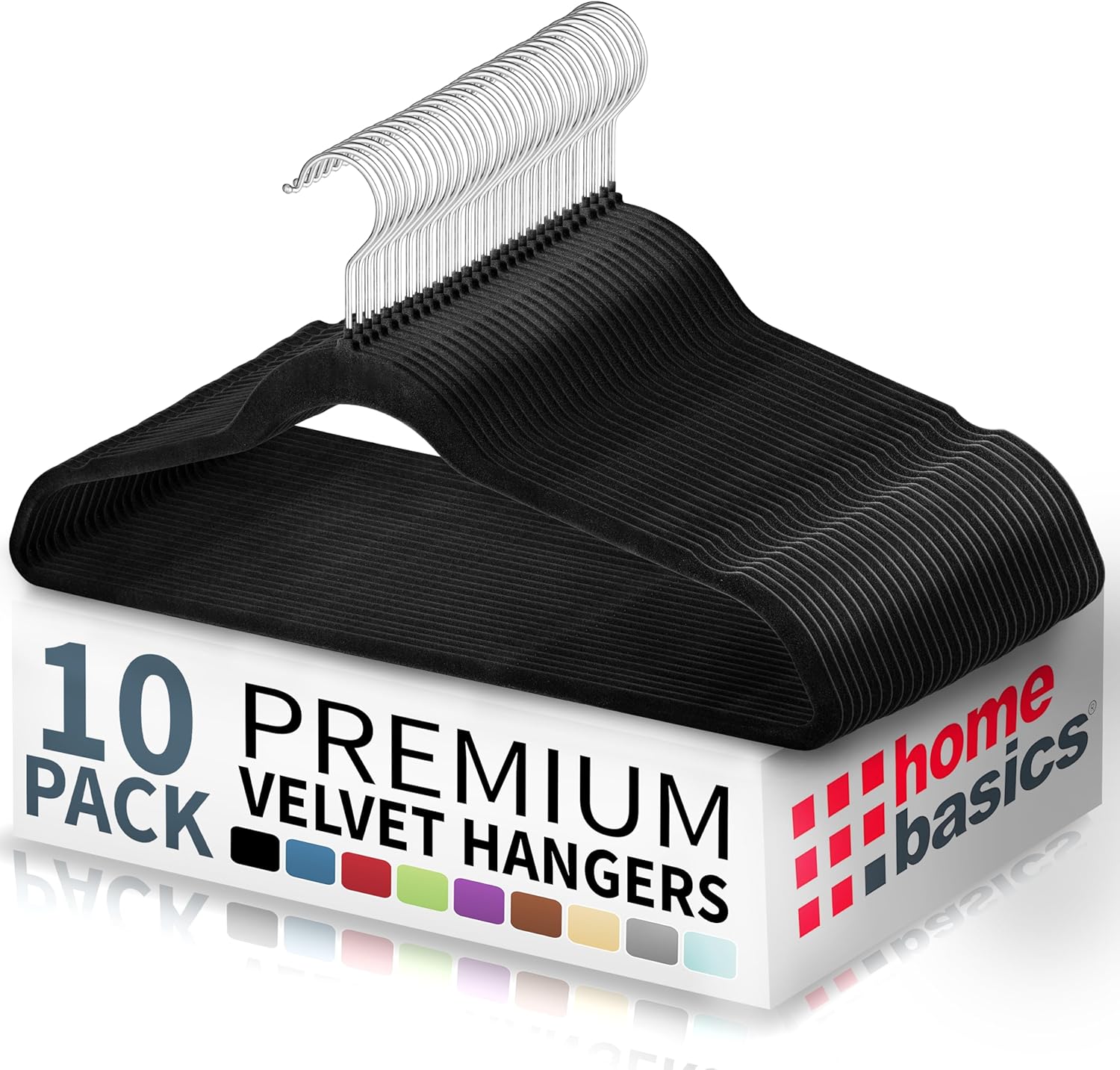 Home Basics Perchas de terciopelo para ropa (paquete de 10), perchas de fieltro negro para camisetas, chaquetas, vestidos y pantalones, perchas