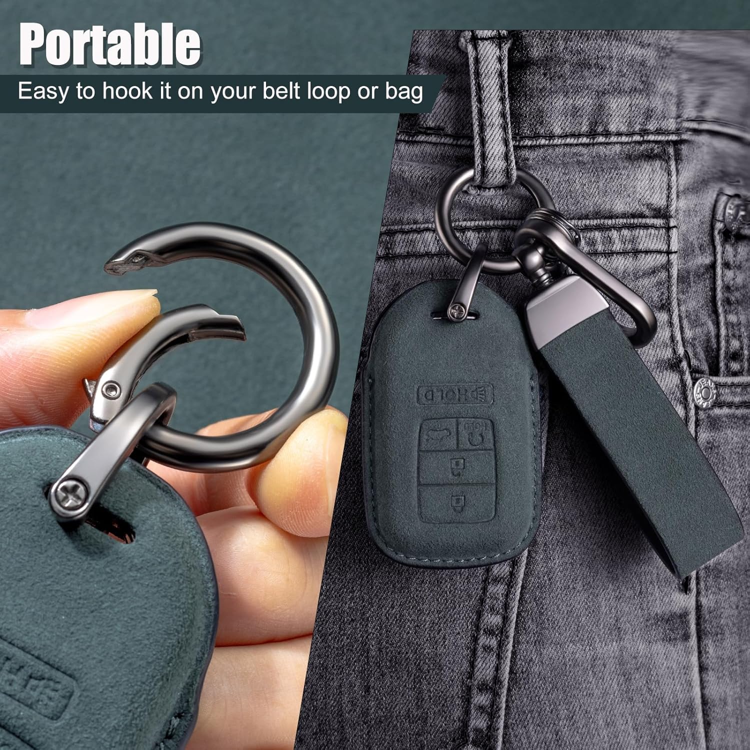 Funda para llavero Honda con cordón de gamuza para llavero, protector de llavero compatible con Honda Accord Civic CRV Pilot Odyssey Passport Smart