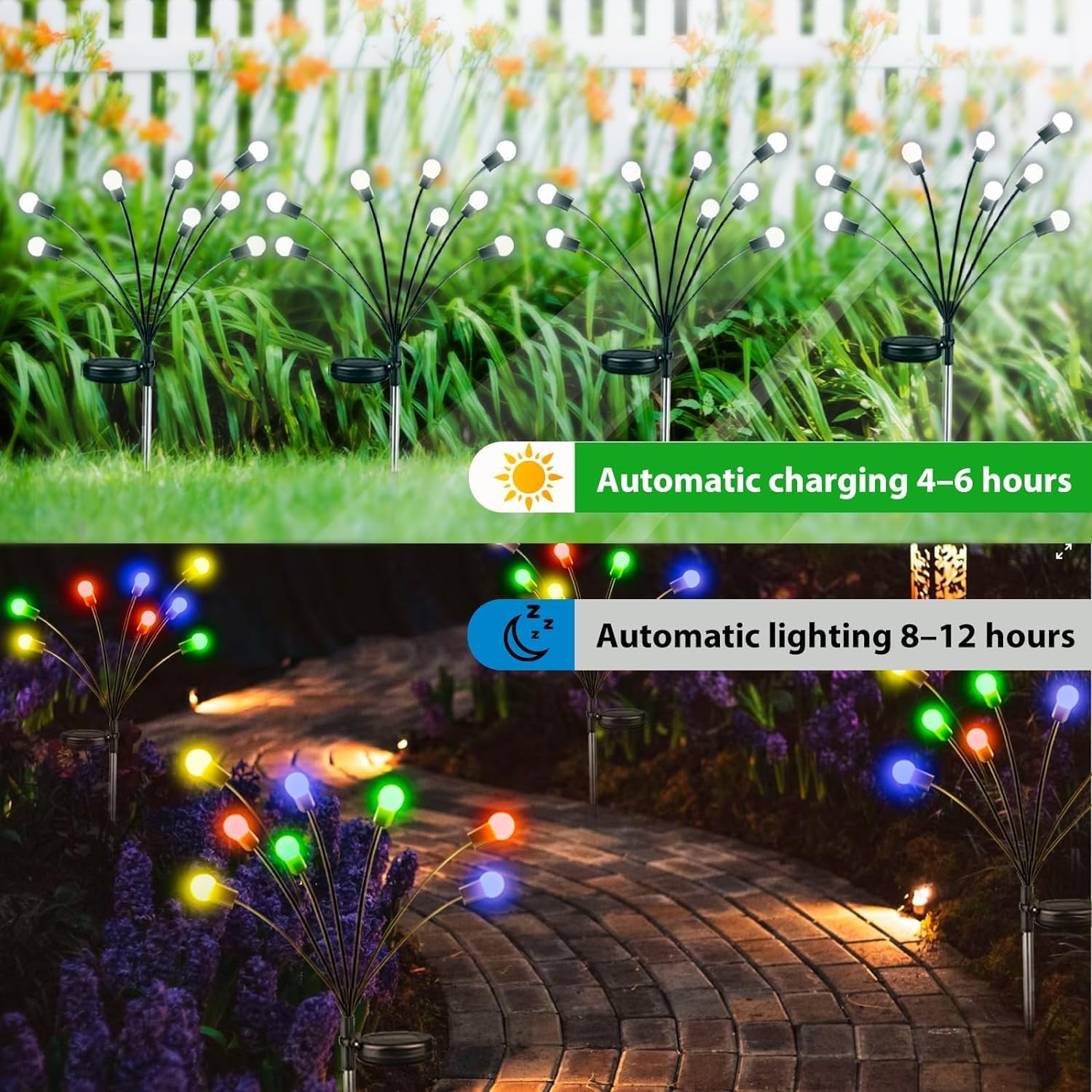 ZUSONUD Luz solar oscilante, balanceo por el viento, nuevas luces solares mejoradas, decoración perfecta para patio y jardín, alambre de hierro de