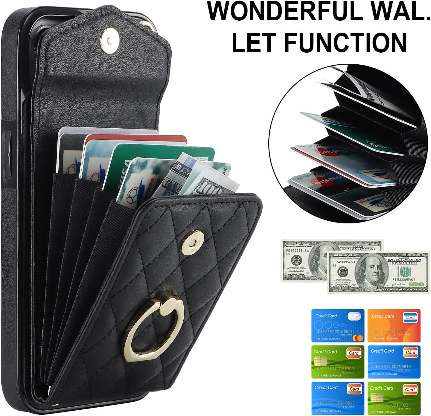 Asuwish Funda de teléfono para iPhone 13 Mini de 5.4 pulgadas con protector de pantalla de vidrio templado, anillo con bloqueo RFID, tarjetero para