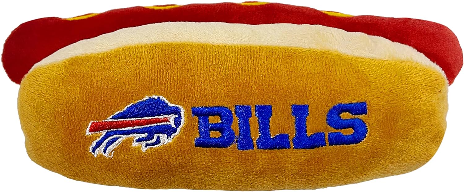 Pets First NFL Buffalo Bills HOT Dog & Cat – Juguete de peluche para perros y gatos, juguete de peluche para perros y gatos con chirriador interior