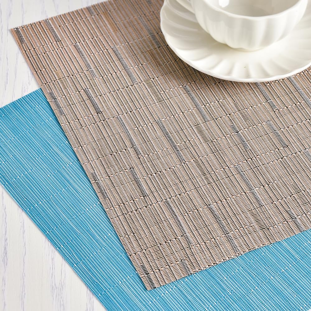 homEdge Mantel individual de PVC, 4 manteles individuales antideslizantes resistentes al calor, manteles individuales de vinilo lavables, color azul