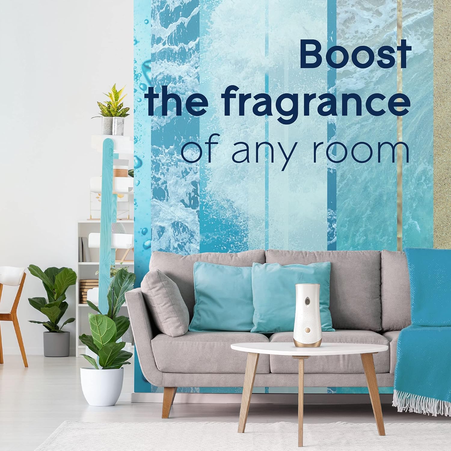 Glade Kit automático de repuesto y soporte de aerosol, ambientador para el hogar y el baño, Aqua Waves, 6.2 onzas