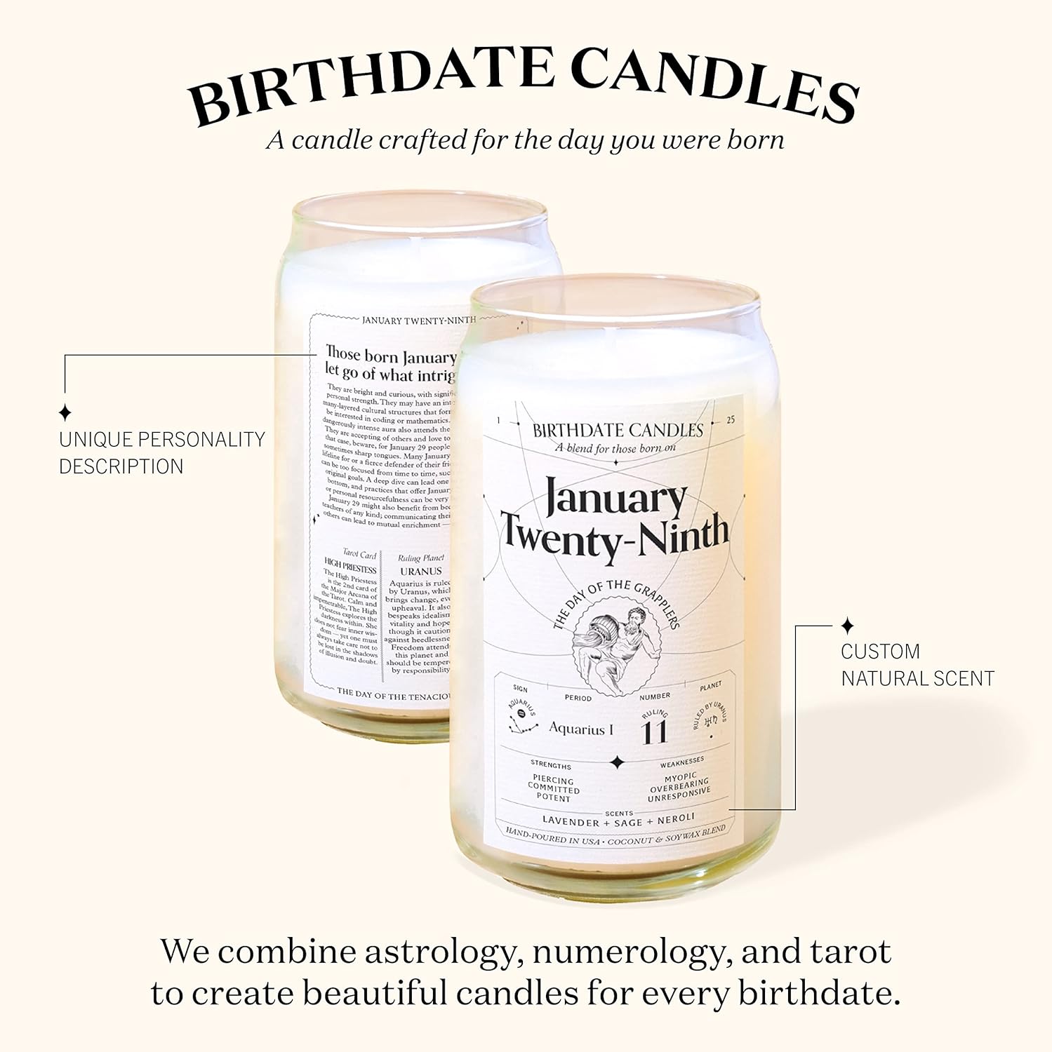Birthdate Candles, October 28 – Scorpio Zodiac Scented Candles Birthday Gift – Bergamot, Cinnamon & Mahogany Scent – All-Natural Soy & Coconut Wax,