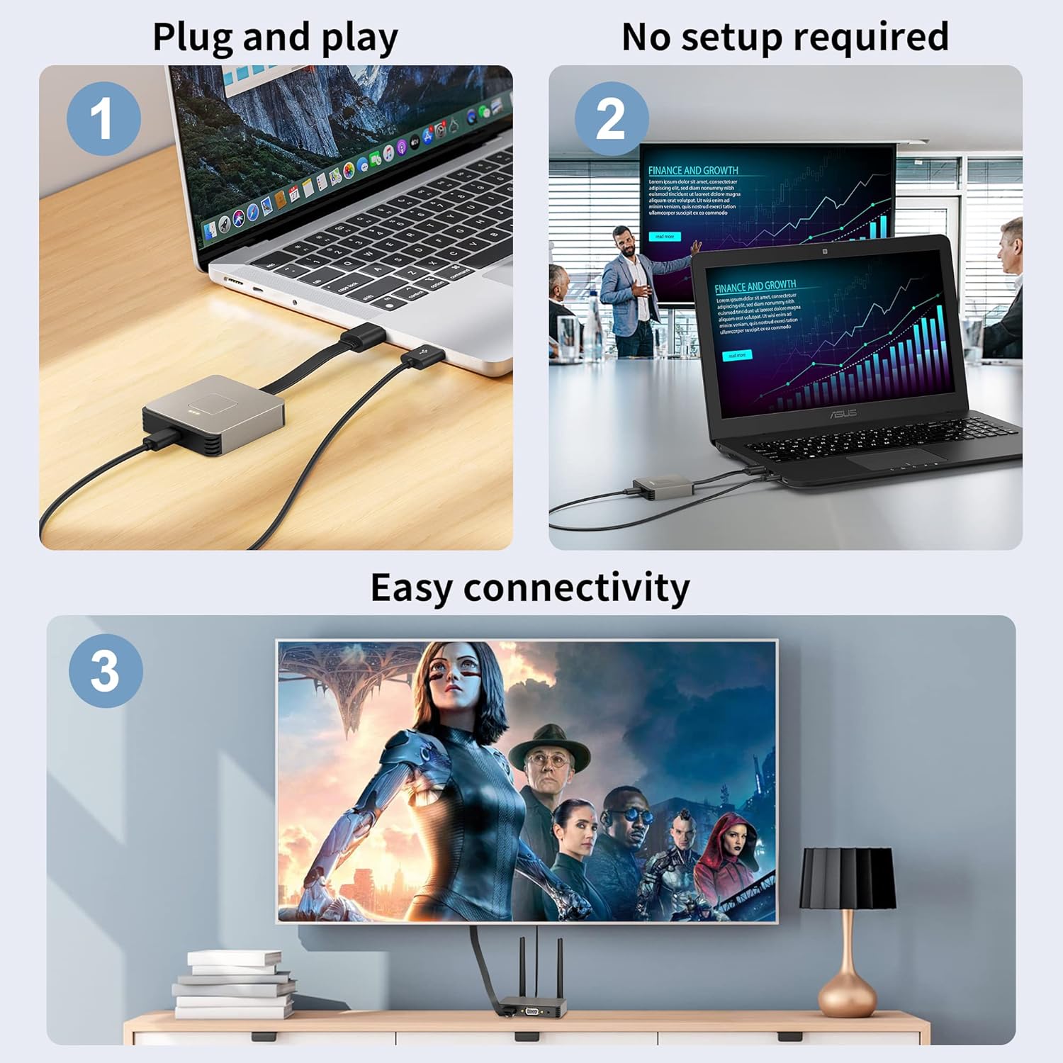 Transmisor y receptor HDMI inalámbrico 4K, extensor HDMI inalámbrico, adaptador HDMI inalámbrico Plug & Play 2.45GHz Transmisión de videoaudio desde