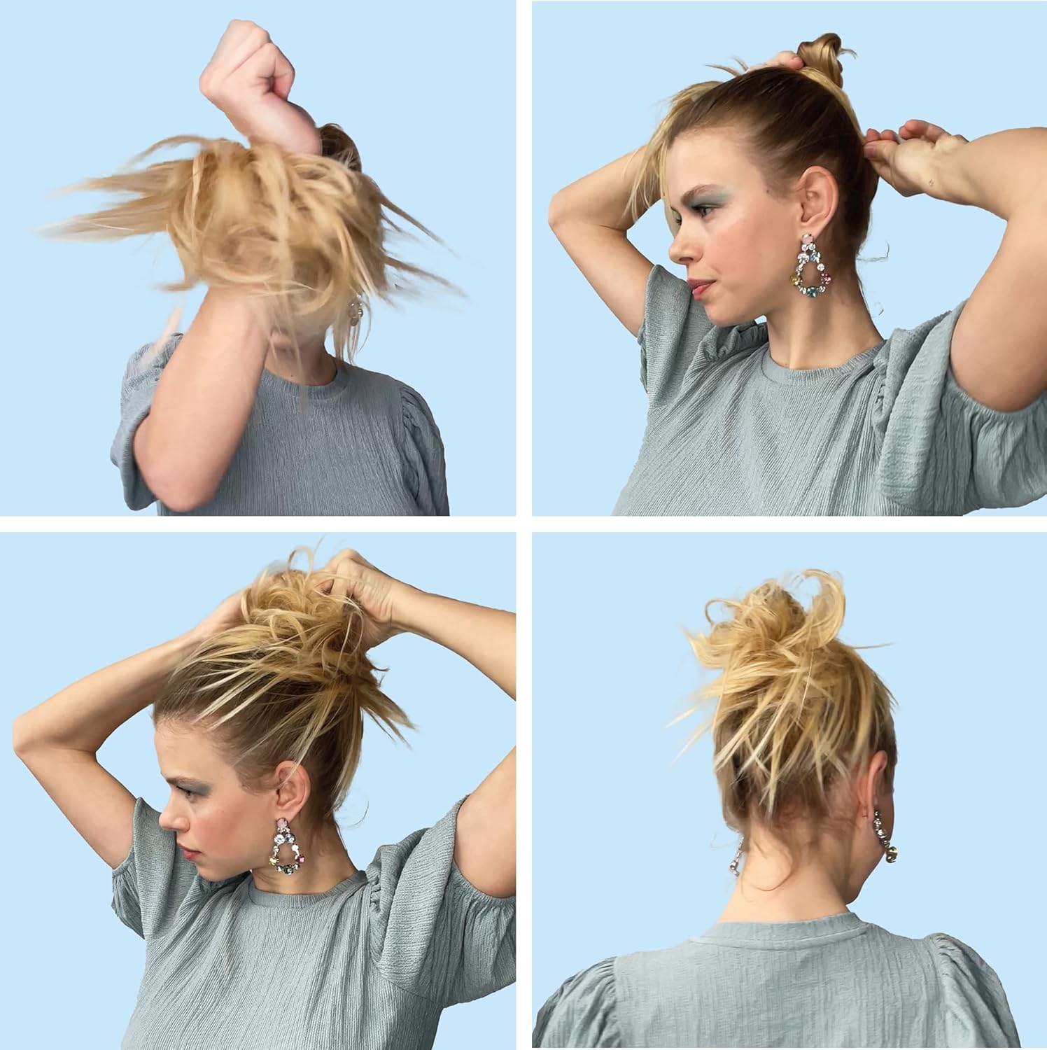 CAISHA Prettyshop – Banda elástica XXL tipo postizo de cabello voluminoso ondulado, ideal para peinados recogidos de novias o rodetes desaliñados,