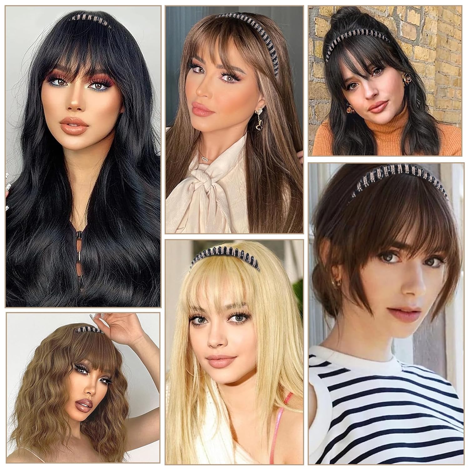 Flequillo de cabello humano con clip, flequillo delgado con banda de diamantes de imitación para reducir la edad, extensiones de cabello para mujer,