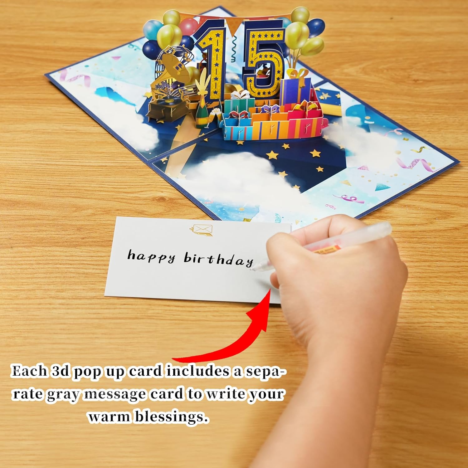 GREETING ART Tarjeta de feliz cumpleaños 15, tarjeta de aniversario de boda 15 para marido y esposa, tarjeta de cumpleaños de 15 años para