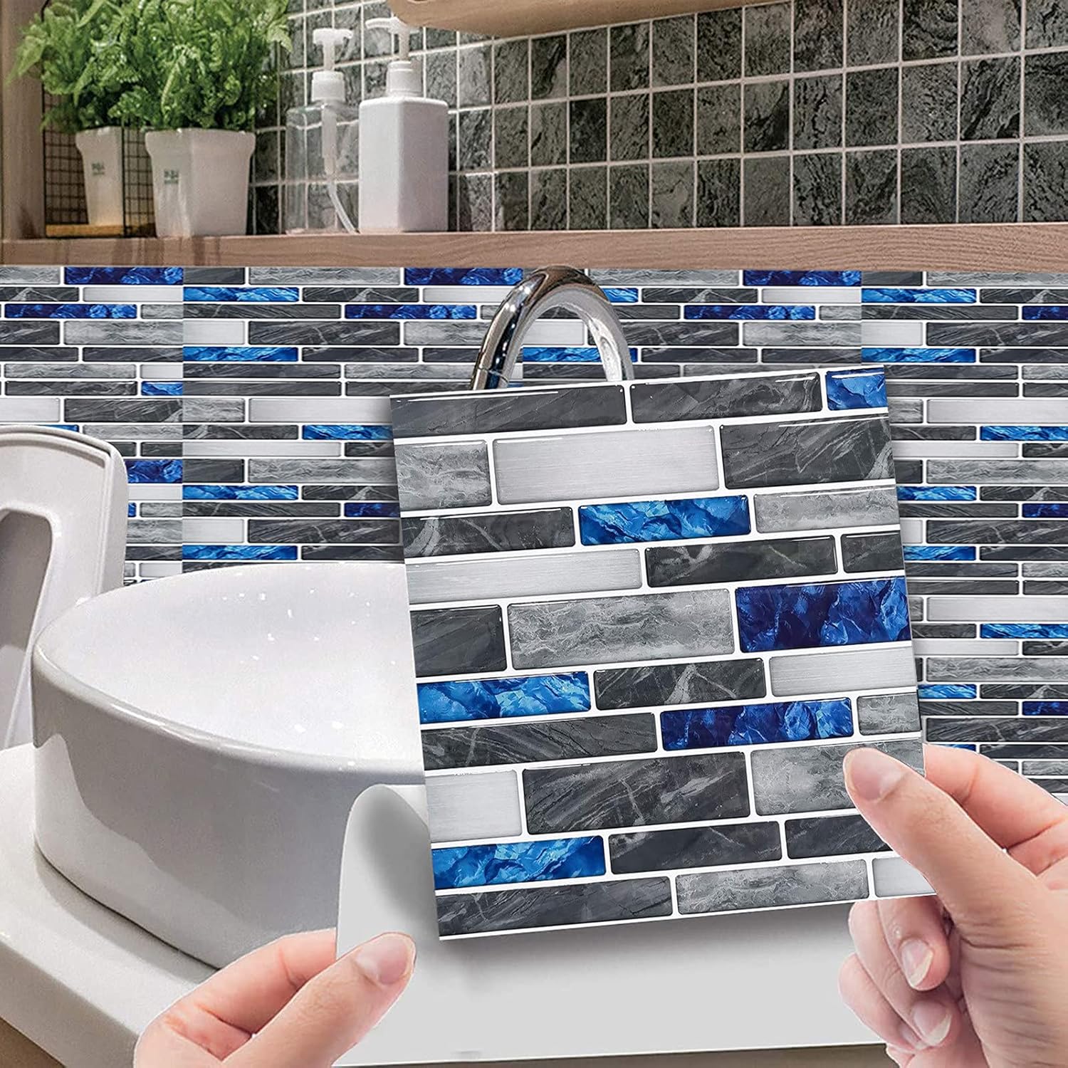 10 calcomanías autoadhesivas 3D para azulejos de pared, adhesivos decorativos para azulejos de cocina, tocadores de baño, decoración de chimenea,