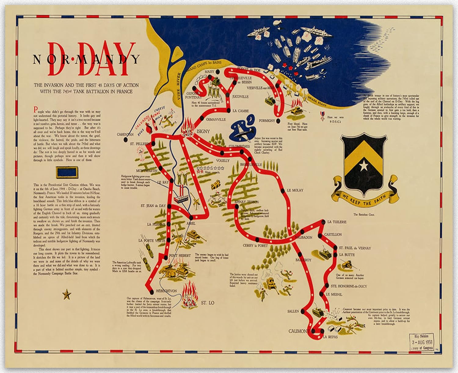 Fotografía vintage de Normandía, impresión de mapas de la Segunda Guerra Mundial de Normandía, 1994 – Arte de pared de la Segunda Guerra Mundial,