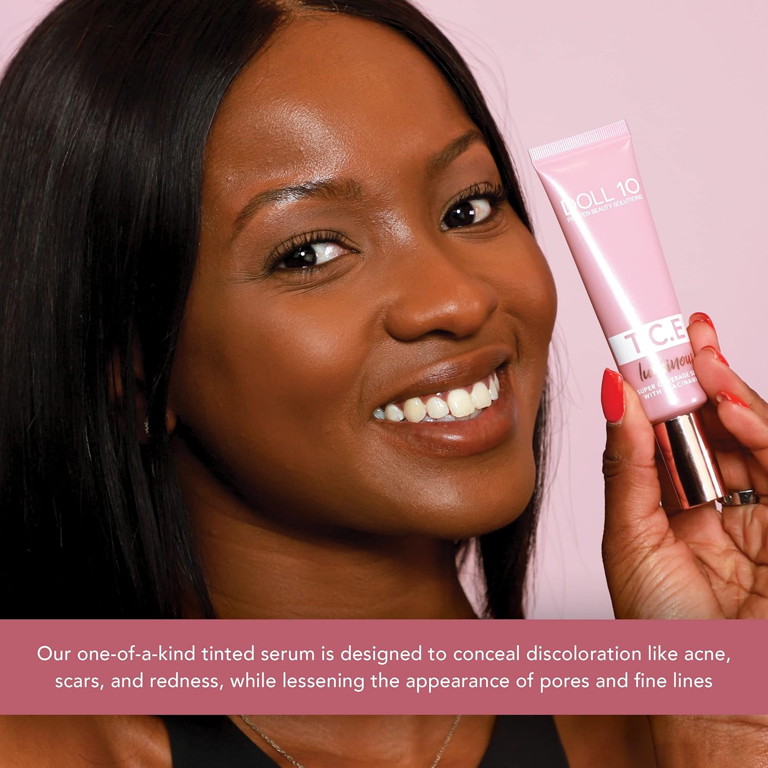 Doll 10 TCE – Suero luminoso de súper cobertura con niacinamida, maquillaje de base tintada de cobertura completa (ligero)