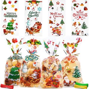 JMANNI 120 bolsas de celofán de Navidad, bolsas transparentes de celofán de Navidad, bolsas de dulces dulces de celofán de Navidad, bolsas de fiesta JMANNI 120 bolsas de celofán de Navidad, bolsas transparentes de celofán de Navidad, bolsas de dulces dulces de celofán de Navidad, bolsas de fiesta